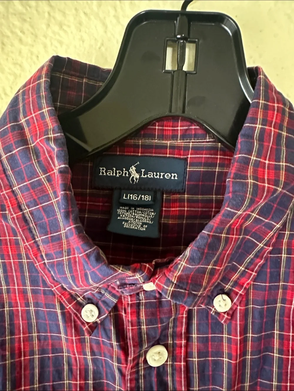 Polo by Ralph Lauren Navy and Red Plaid Button-Down Shirt EUC